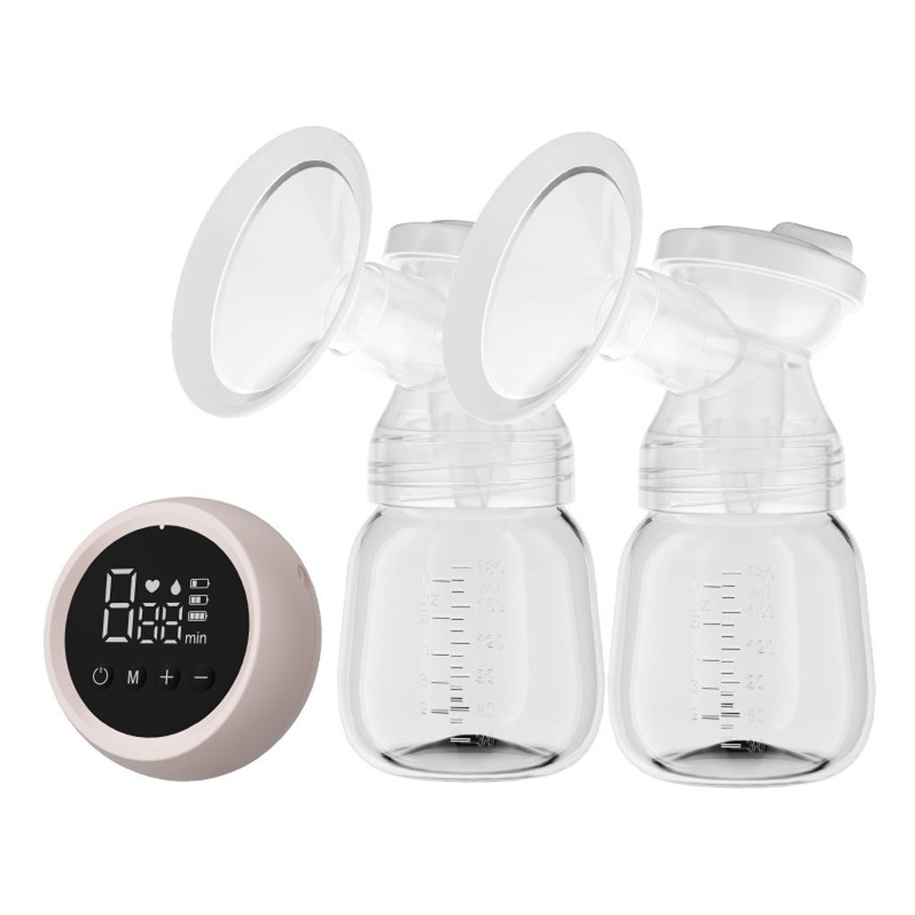 Zwei elektrische Milchpumpen, tragbare Anti-Reflux-Milchpumpe, 3 Modi und 9 Stufen, LED-Anzeige, leise und schmerzfreie Milchpumpe (Pink)