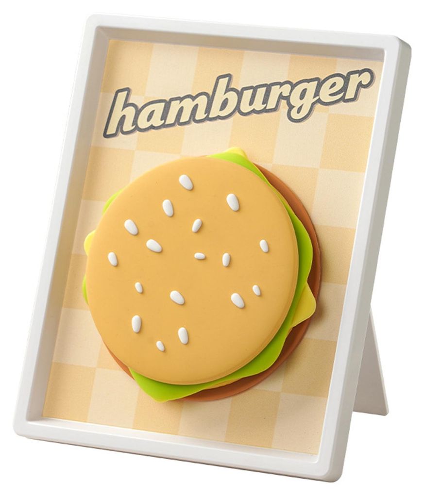 Hamburgerförmiges Silikon-Untersetzer-Set mit magnetischem Bilderrahmen, hitzebeständigen, rutschfesten Platzsets und Tischsets, leicht zu reinig...