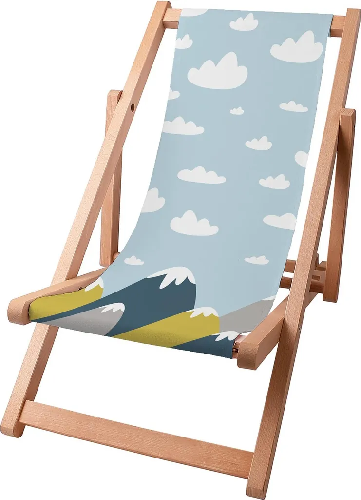 Lettino Prendisole Bambini Dreamroots Legno 130kg Nuvole Montagne
