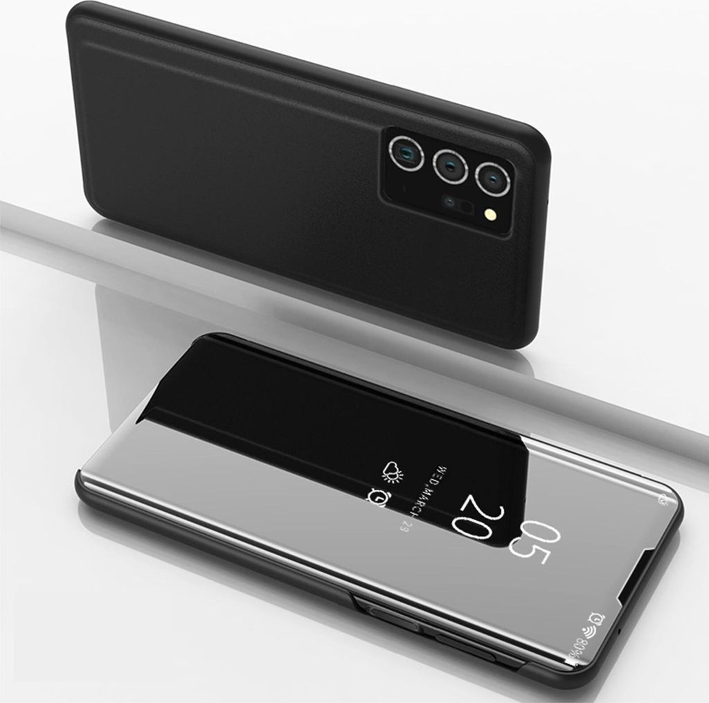 Handyhülle für Samsung Galaxy Note 20 Smart Cover Schutzhülle Clear View Case Schwarz