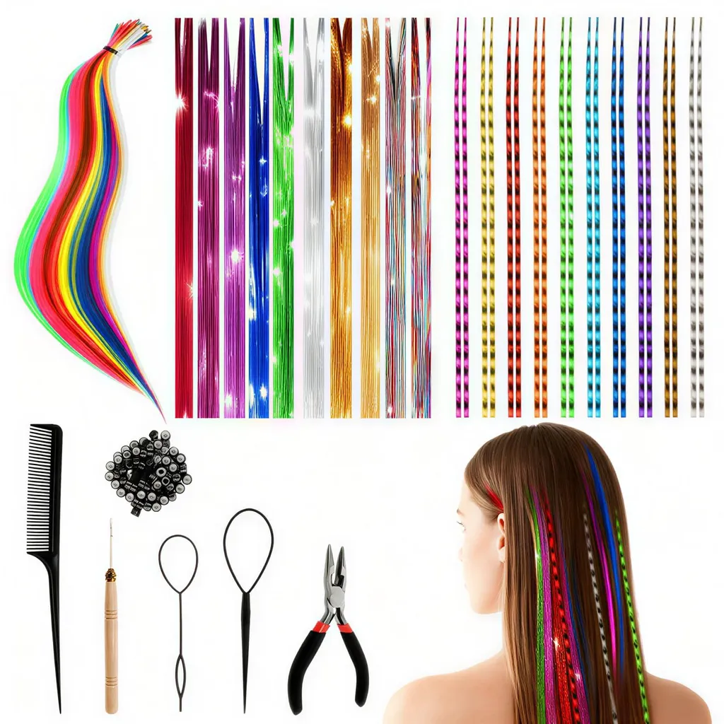 Mèches à tresser synthétiques colorées pack de 60 pour coiffures de fête