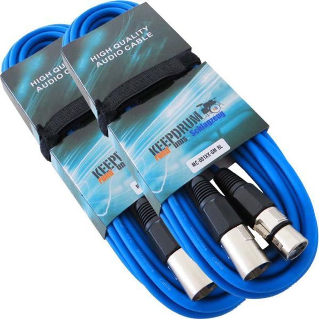 keepdrum 6m MC-001XX BL Mikrofonkabel XLR Blau 2 Stück