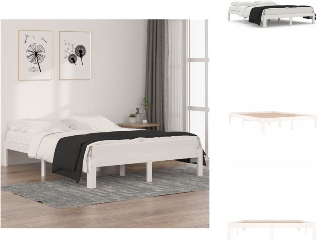 vidaXL Massivholzbett Weiß 150x200 cm -  Betten & Produktbild 