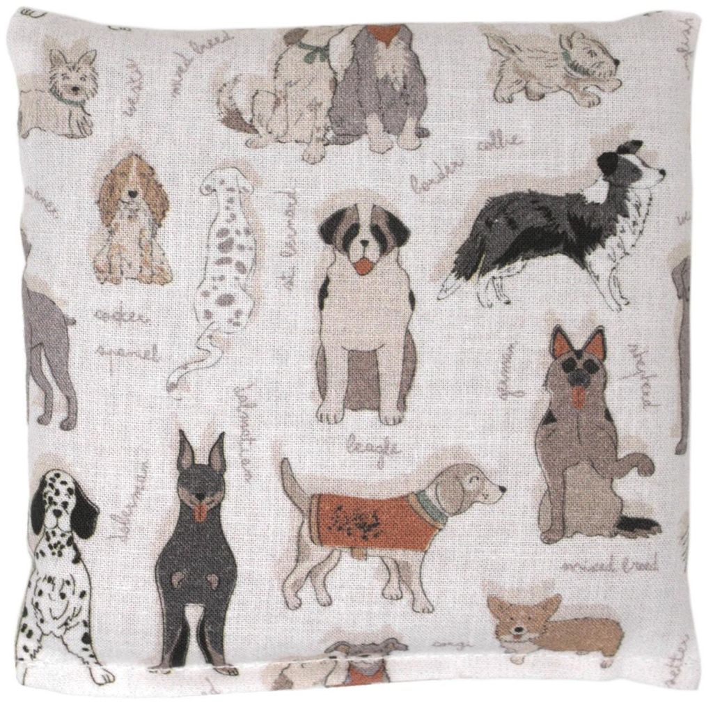 Bio-Körnerkissen 12x12cm - Bio Füllung & Bio Stoff "Liebe Hunde" - Wärmekissen & Kältekissen