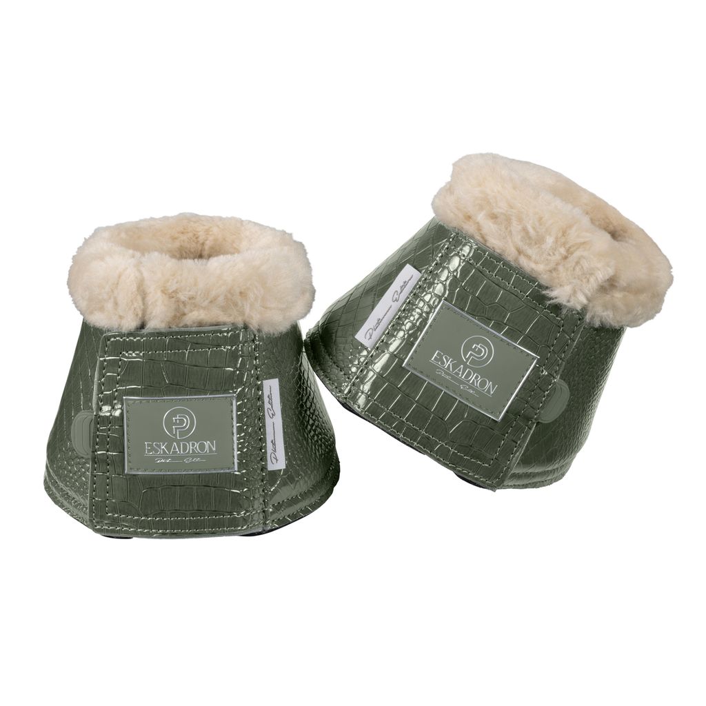 Eskadron Platinum Hufglocken, Sprungglocken " CROCO FAUXFUR " 1 Paar Größe - M Farbe - ashgreen