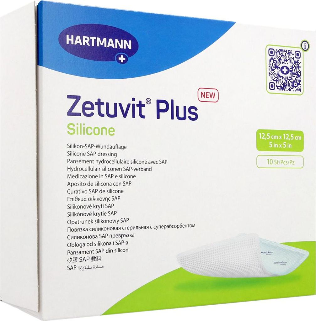 ZETUVIT Plus Silicone steril 12,5x12,5 cm Produktbild 
