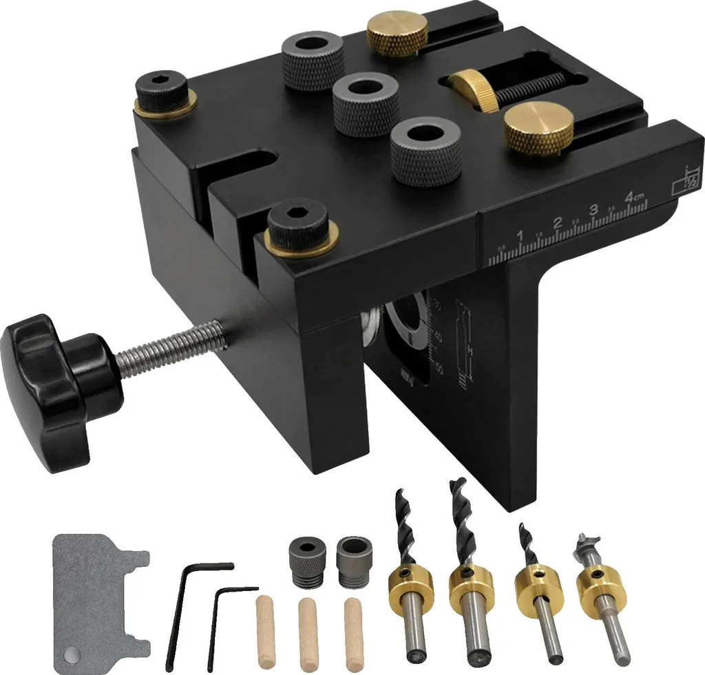 Kit gabarit de perçage de chevilles noir pour menuiserie de précision