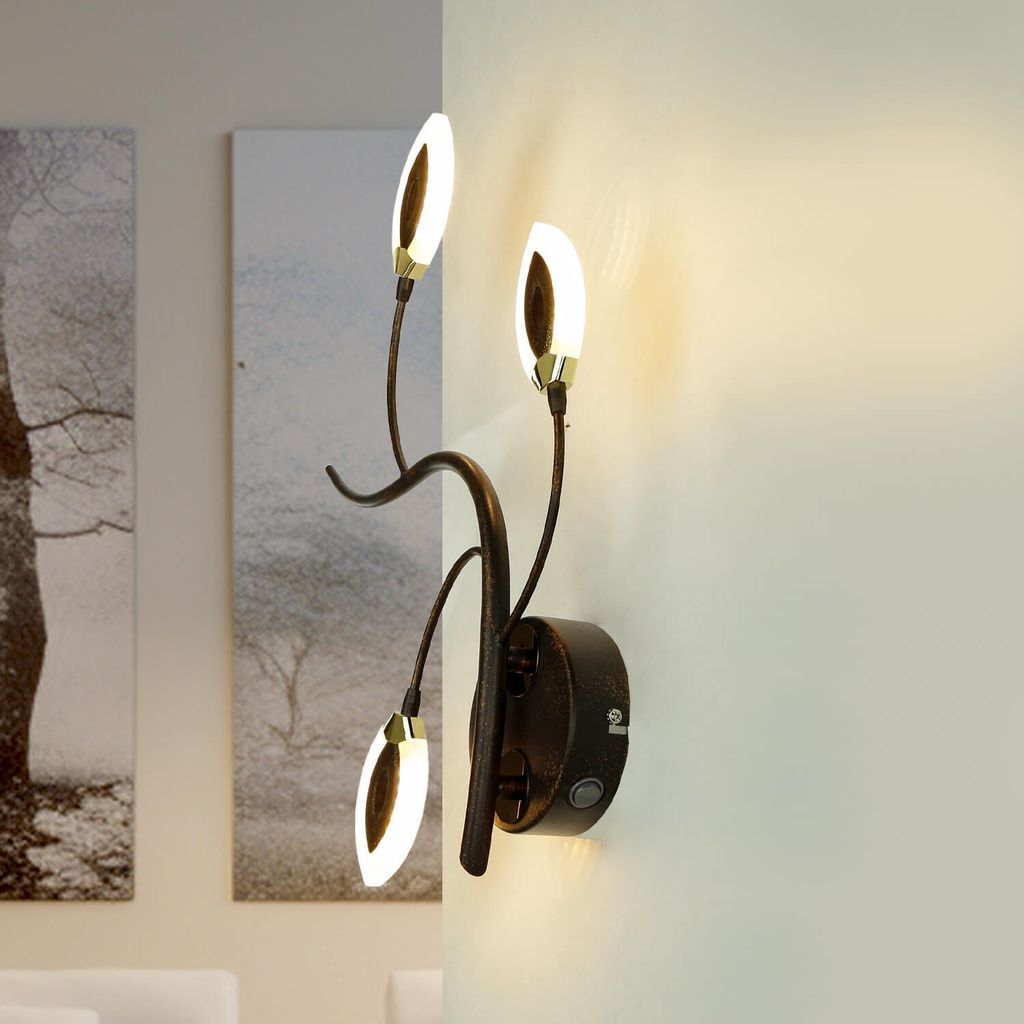 LED Wandlampe Metall in Braun antik dekorativ floral 3000K Wohnzimmer Flur Wandleuchte GORI