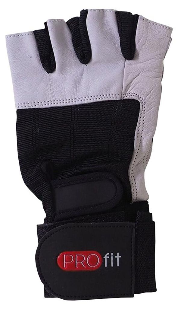 ProFit - "Gym Pro" Fingerlose Handschuhe für Herren/Damen Unisex, Leder PP10495 (L) (Weiß/Schwarz)