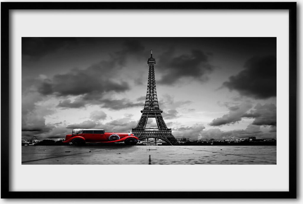 Bild 60x40 MDF-Rahmen Wandkunst Paris Eiffelturm Blick