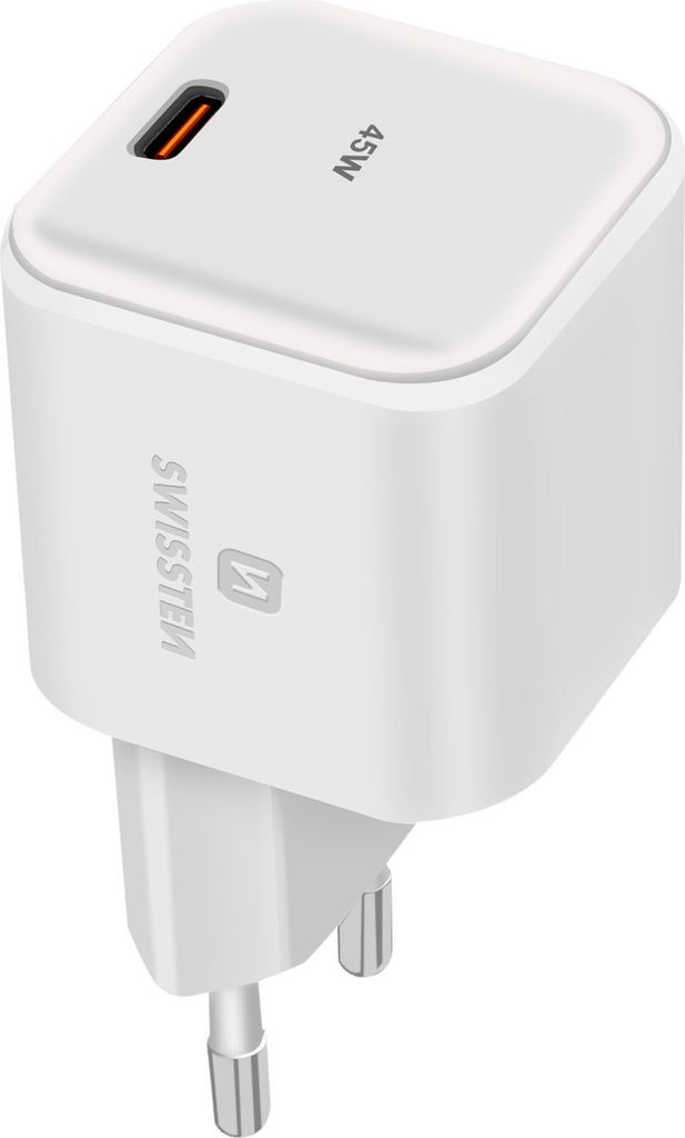 Swissten, 45W USB-C GaN Netzteil Power Delivery Ultra-Schnellladen, Weiß