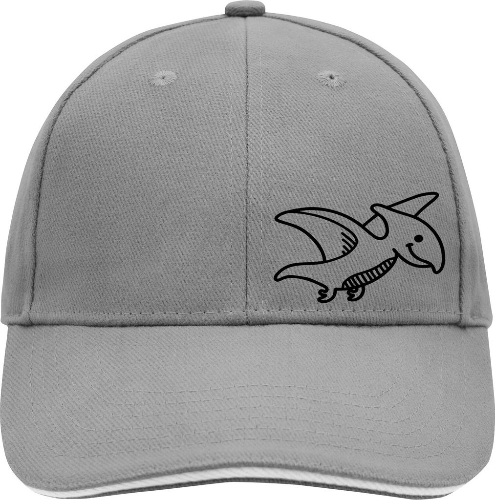 Huuraa Cappy Mütze Pteranodon Dinosaurier Dark Grey/White Baumwolle 6-Panel Kappe Geschenkidee