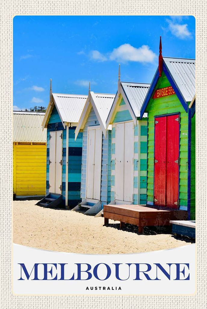 vianmo Holzschild 18x12 cm Melbourne Australien Strandhaus Bildmotiv Reisemotiv Abenteuer Reisen