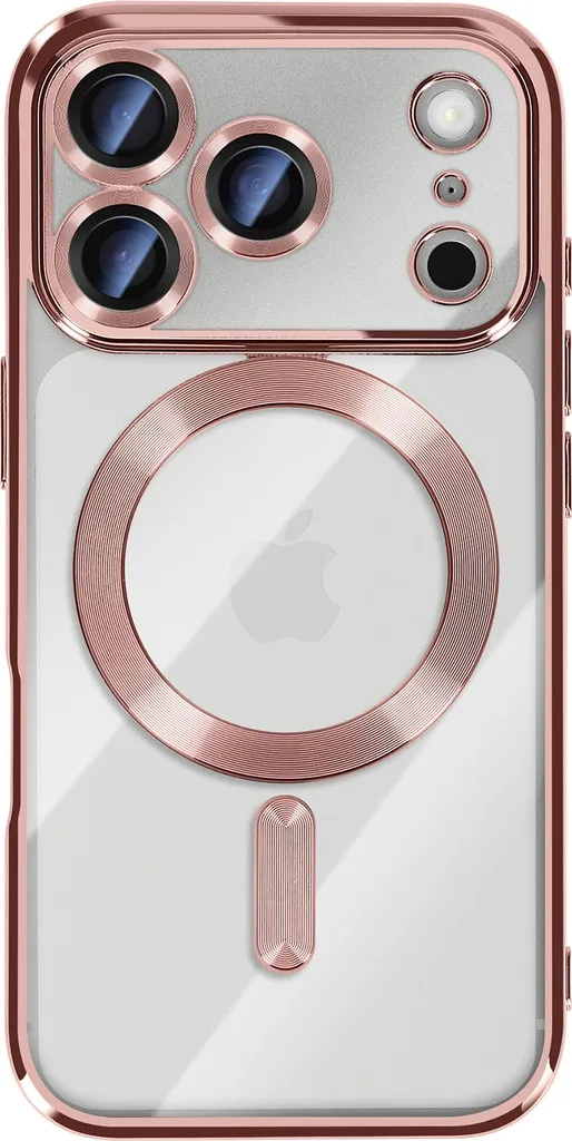 Avizar, Custodia protettiva per iPhone 17 Pro Max MagSafe compatibile con la cornice cromata lucida, rosa
