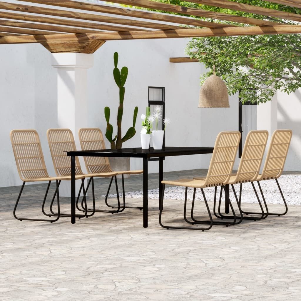 Schlichtes 7-tlg. Garten-Essgruppe Eichen-Optik - 6532607
