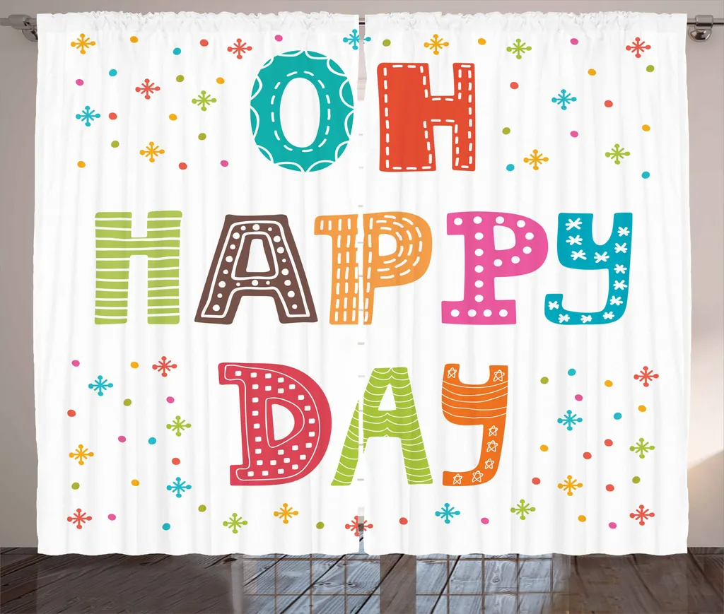 Tenda per Soggiorno ABAKUHAUS 280x175 - Motivazionale Rustica Happy Day
