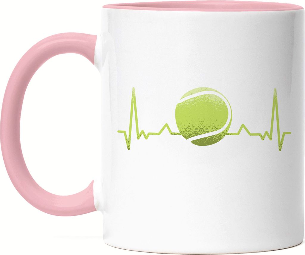 Tennisball Tasse Rosa Tennisschläger Spieler Spiel Spielball Sport Freizeit Hobbie Tennisplatz Tennis Schläger