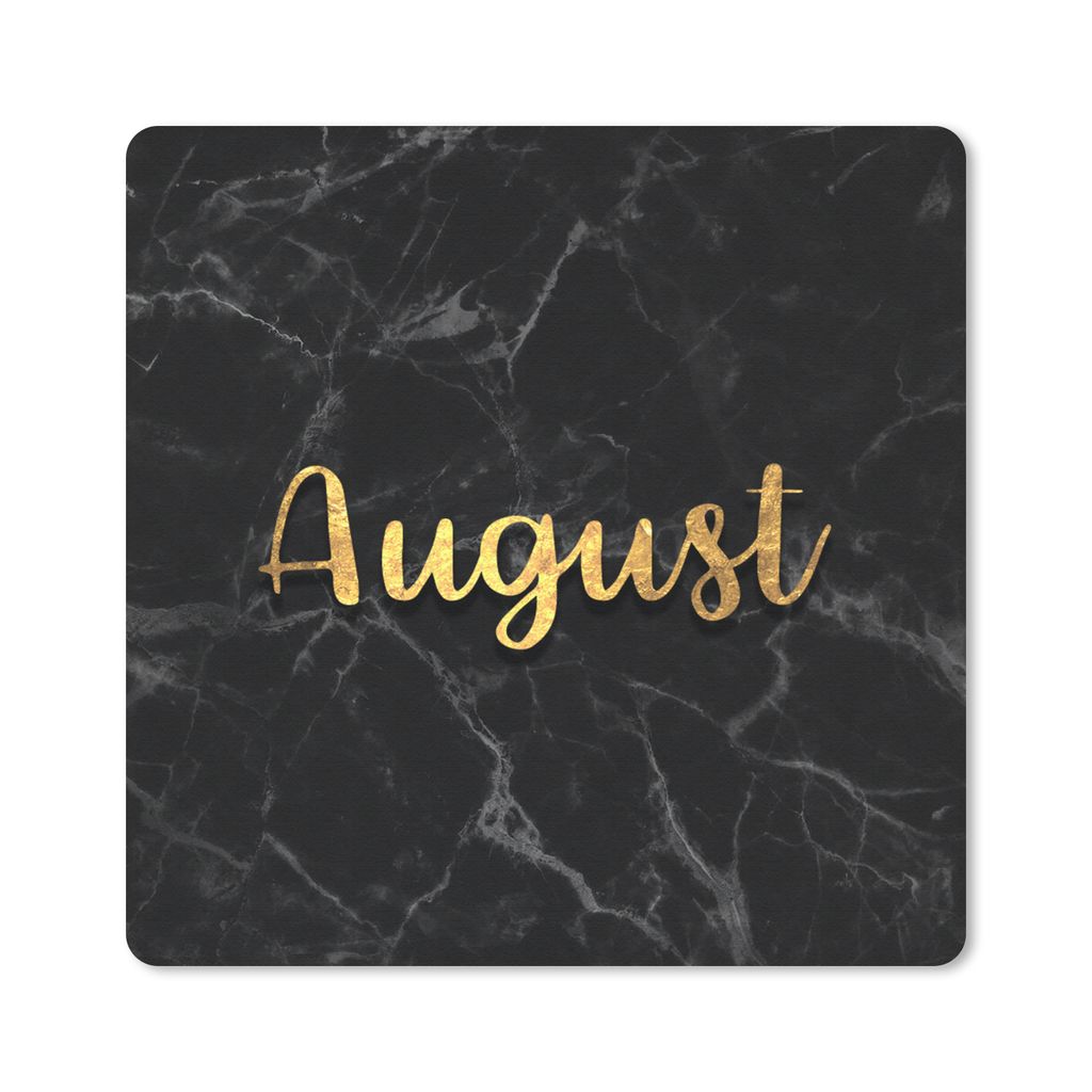 MuchoWow Mauspad Mousepad Kalender - August - Gold - Marmor 20x20 cm - Mousepads - Maus Mat - Pad - Mausunterlage - Desk Mat - Bureauartikeln