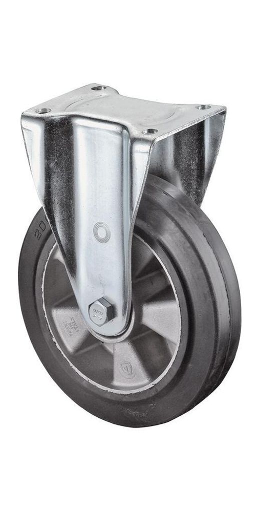 BS Rollen Bockrolle Durchmesser 125mm Tragfähigkeit 300kg Elastic-Vollgummirad Platte 105x85mm - LB510.B80.125