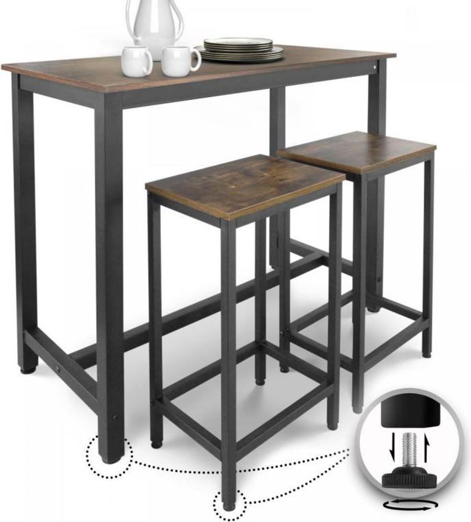 Stolik barowy Miadomodo w stylu retro + 2 stołki Zdjęcie produktu 