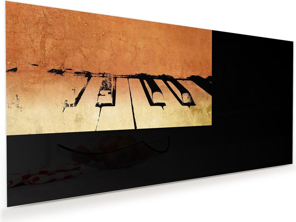 Glasbild Wandbild Retro Musik-Hintergrund 60x30cm in XXL für Wohnzimmer, Schlafzimmer, Badezimmer, Flur