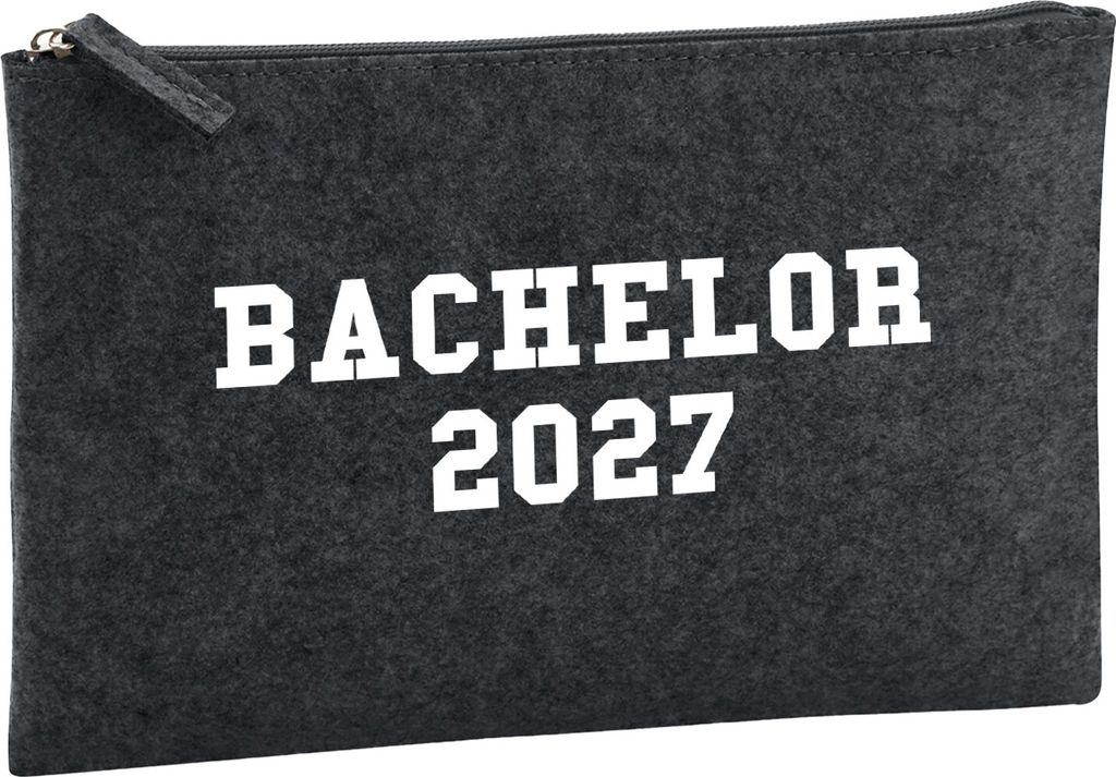 Huuraa Kulturbeutel Bachelor 2027 Abschluss 1 Liter Charcoal Filz Kosmetiktasche Geschenkidee