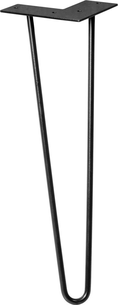 WAGNER Möbelbein HAIRPIN LEG Retro - 12 x 12 x 40 cm, Stahl, schwarz, Bein schräg & Anschraubplatte - 12824001