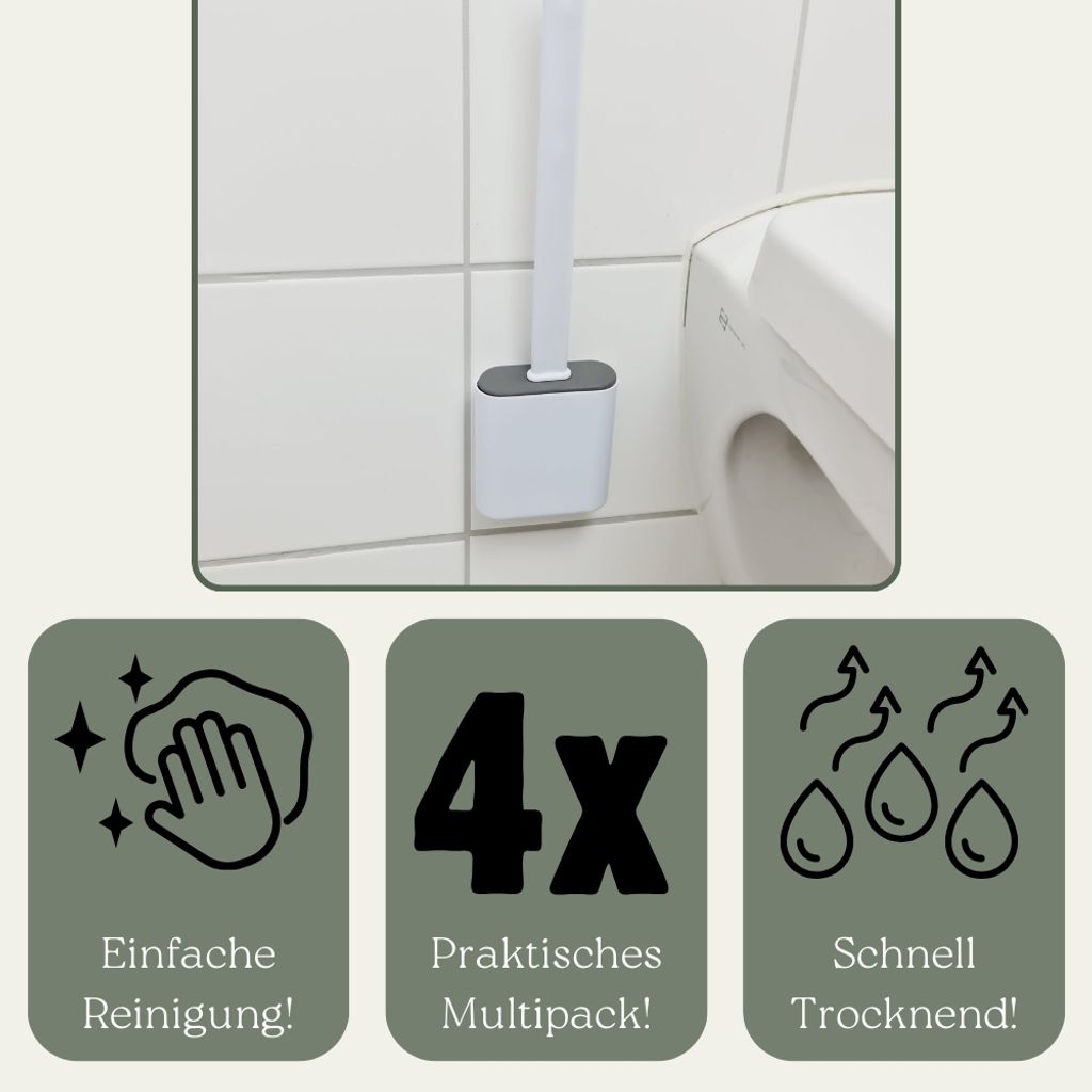 Klobürste Silikon weiß 4x Set Wandmontage Silikon Produktbild 6