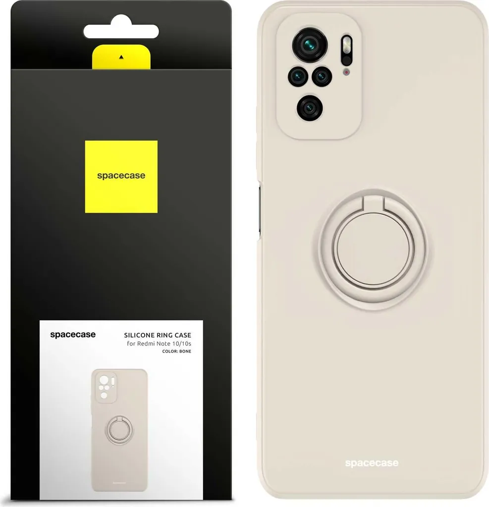 Custodia Silicone Redmi Note 10 10s SPACECASE Beige con Anello Supporto
