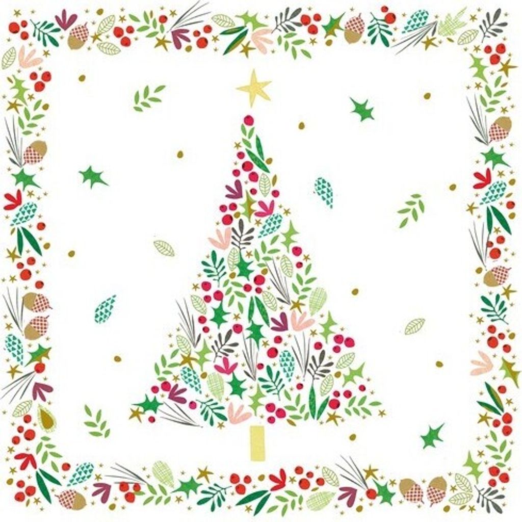 20 Servietten Turnowsky Christmas - Blätter im Weihnachtsbaum 33x33cm