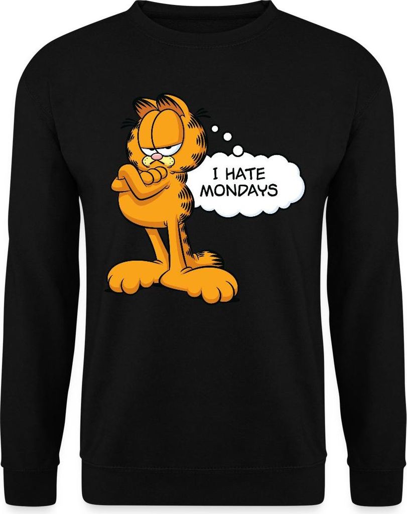 Spreadshirt Garfield Ich Hasse Montage Mondays Montag Uni Pullover, S, Schwarz