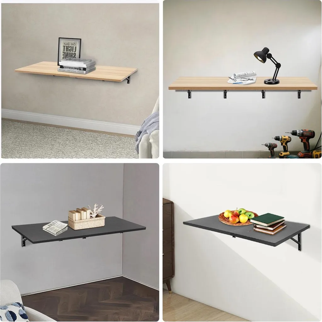 Table pliante murale peu encombrante noire lot de 2 - Solution petit coin - 6