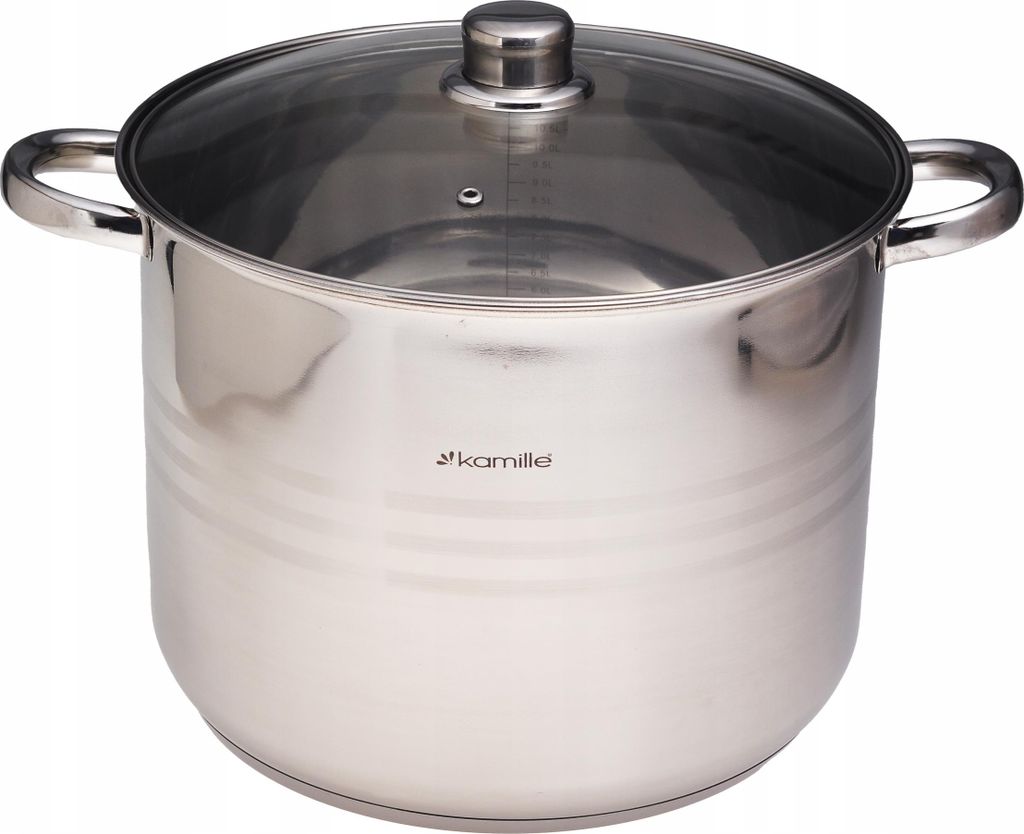 Hoher Topf mit Deckel aus Stahl, 13,0 l, Gas, Induktion, KAMILLE