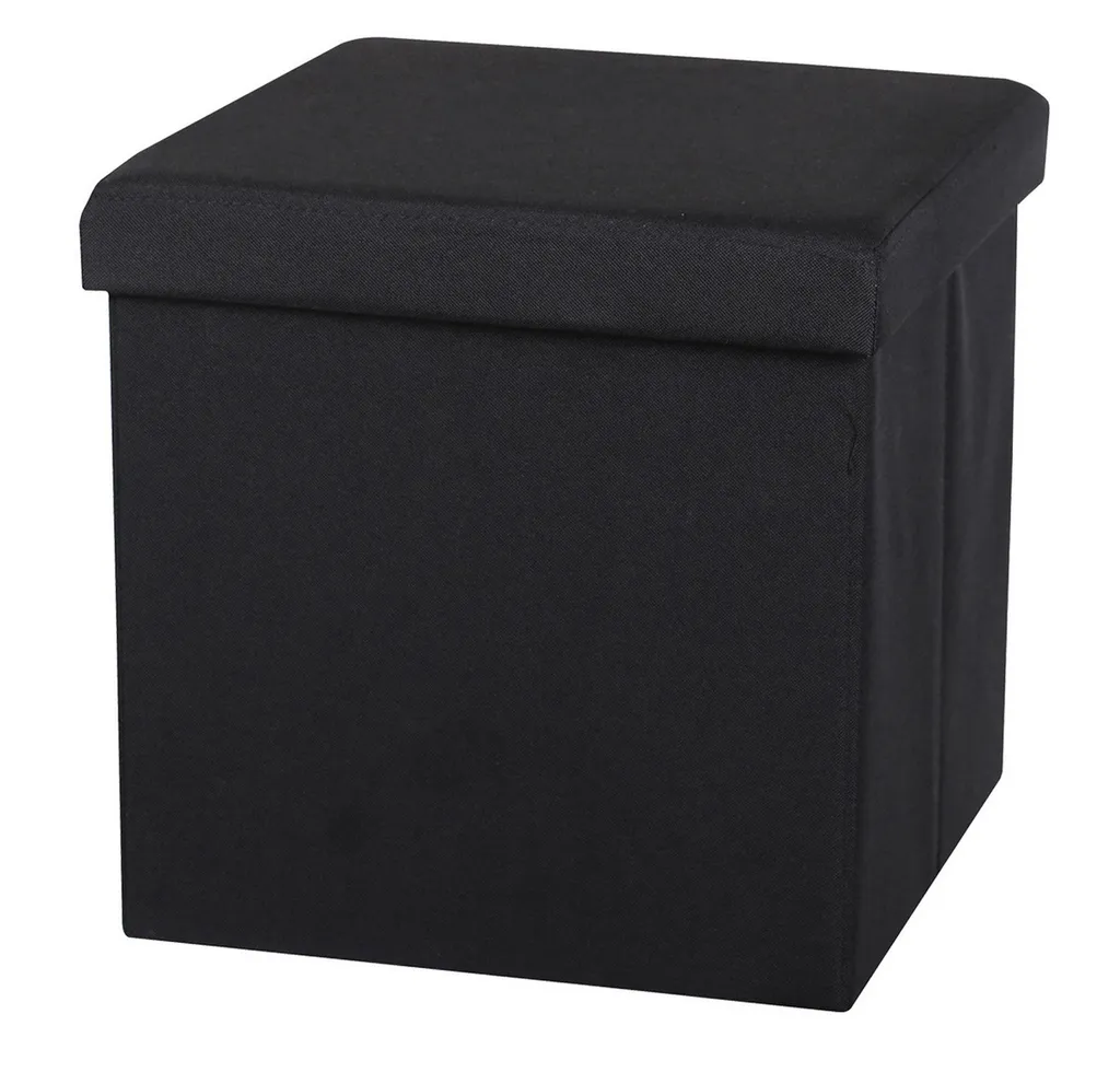 Pouf pliant et tabouret d'appoint en tissu noir cube de 38 cm de côté