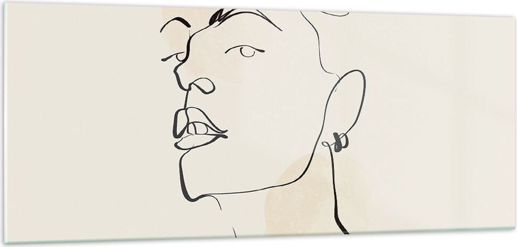 Bilder auf glas - Einteilig - Minimalismus Porträt Linie - 100x40cm - Glasbilder - Wandbilder - Bilder - Wanddekoration aus Glas - Glas Bilder - W...