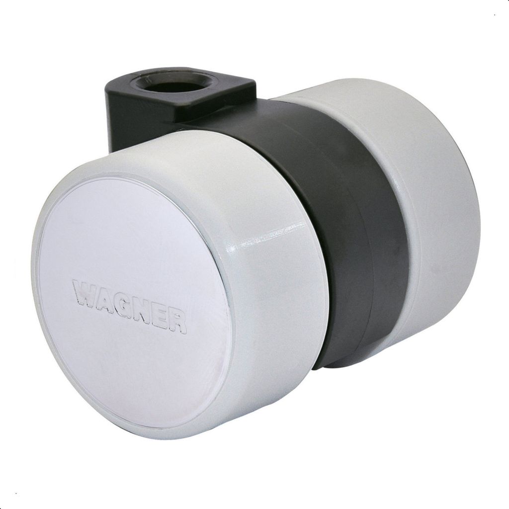 WAGNER Design Möbelrolle / Soft-Lenkrolle LOGO - Durchmesser Ø 38 mm, schwarz / grau, Kappe chrome, Tragkraft 50 kg - 01010301