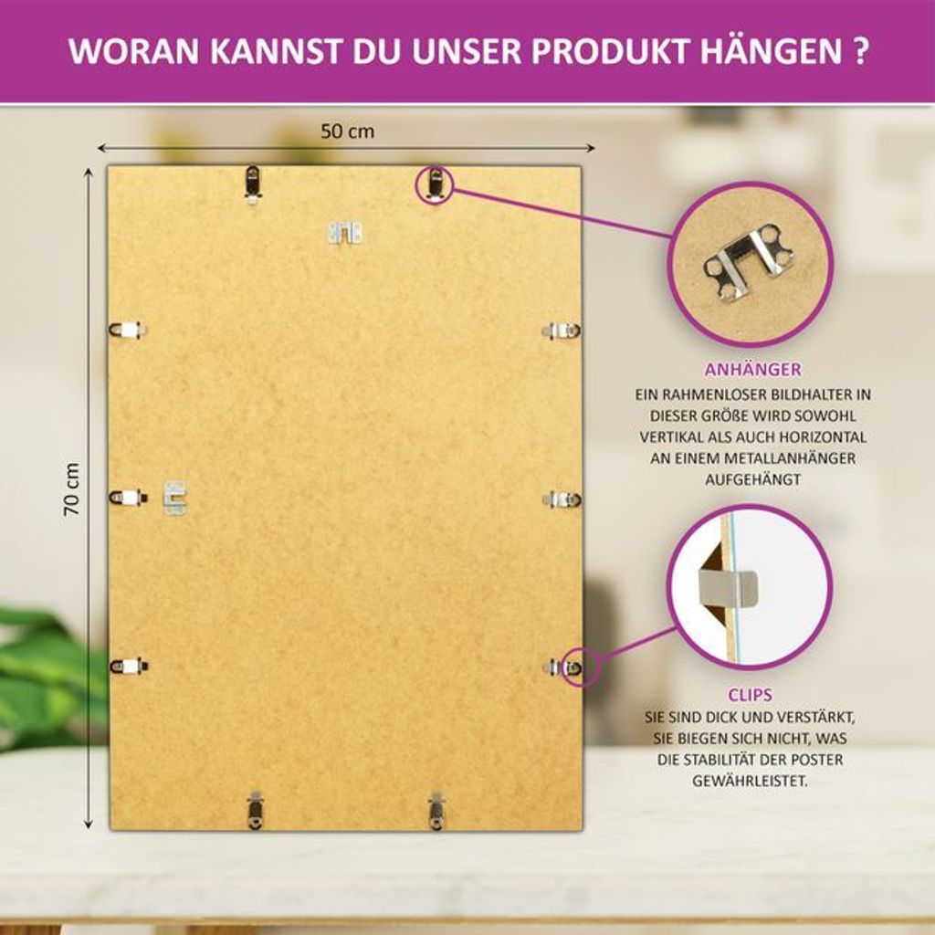 MG Design Bezrámový obrazový rám, klipový rám 50 x 70 cm - Obrázek produktu 5
