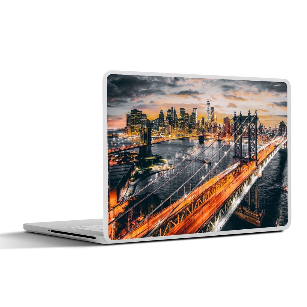 MuchoWow Laptop Aufkleber Sticker Cover New York - Sonnenuntergang - Orange 30x22 cm - Laptop-Sticker