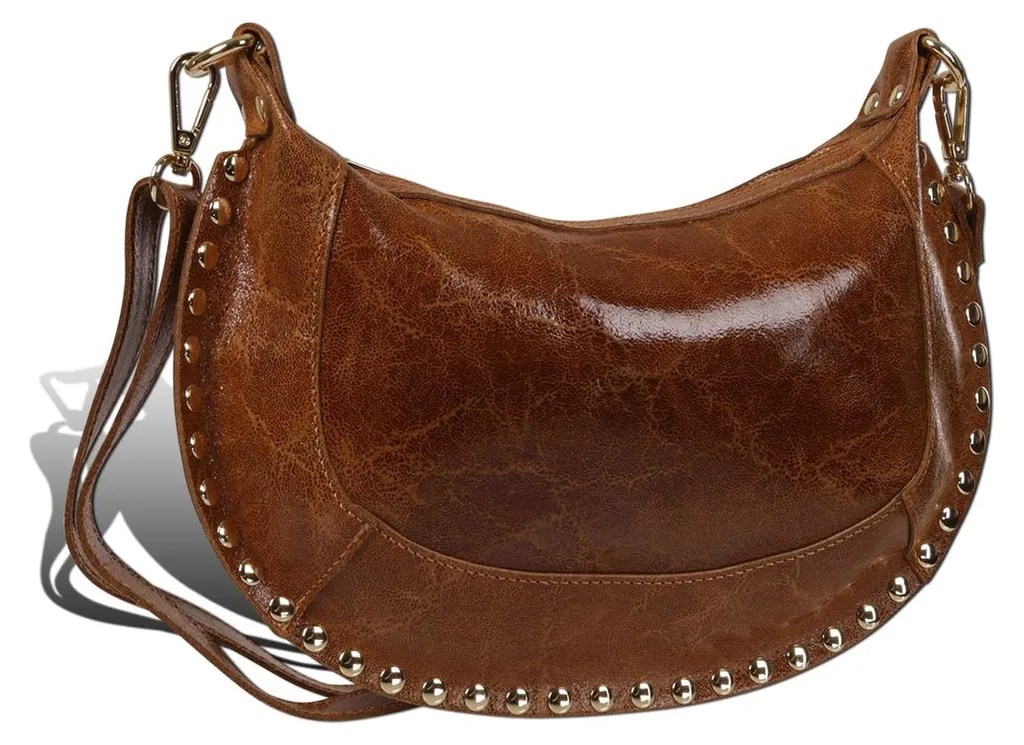 Petit sac besace Toscanto marron clair 32cm, bandoulière réglable