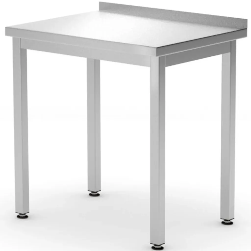 Table de préparation inox avec rebord mural 60x60 cm pour cuisine pro