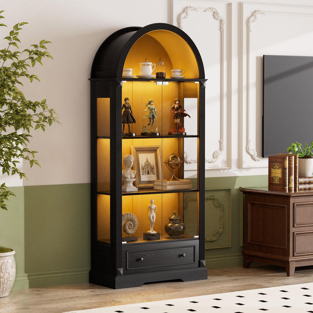 Vitrine haute de 180 cm, avec portes en verre trempé, Image du produit 