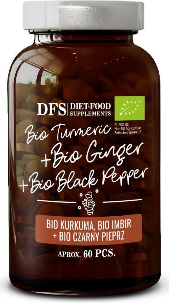 KURKUMA - IMBIR - PIPERYNA BIO 60 TABLETEK - DIET-FOOD
