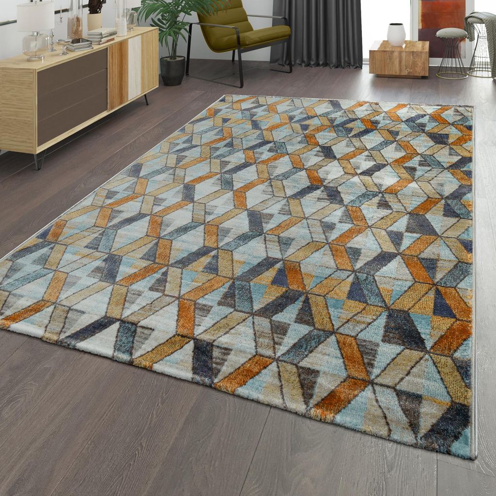 TT Home Wohnzimmer-Teppich m. Rauten-Muster Moderner Produktbild 