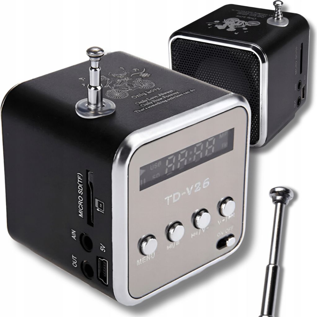 OMNA | Přenosné FM rádio TD-V26 - červené - Bluetooth, LED Obrázek produktu 