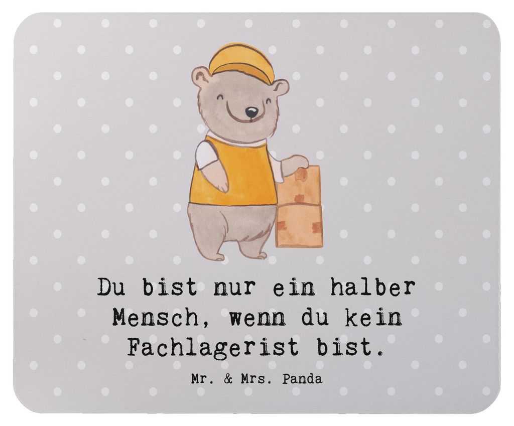 Mr. & Mrs. Panda Mousepad Fachlagerist Herz - Grau Pastell - Geschenk, Mouse Pad, Lustig, Mauspad, Spruch, Ausbildung, Witzig, mousematte, laptop, ...