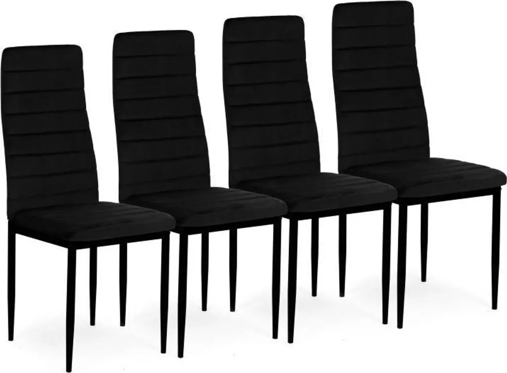 Chaises Design Velours Noir Dossier Courbe Confort Premium - Lot de 4