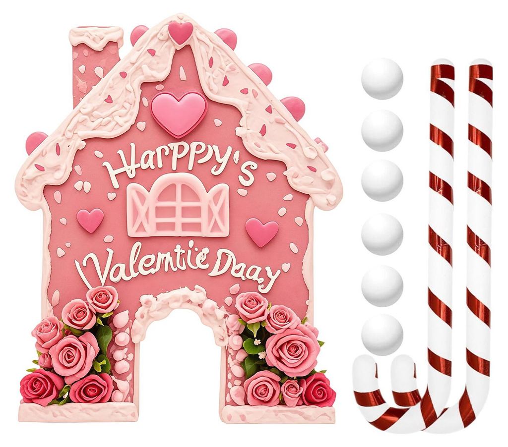 Lebkuchenhaus-Golfset – Valentinstags-Putting-Spiel mit herzförmigen Schlägern und Bällen – Festliches Golfgeschenk für Paare – Spielspa...