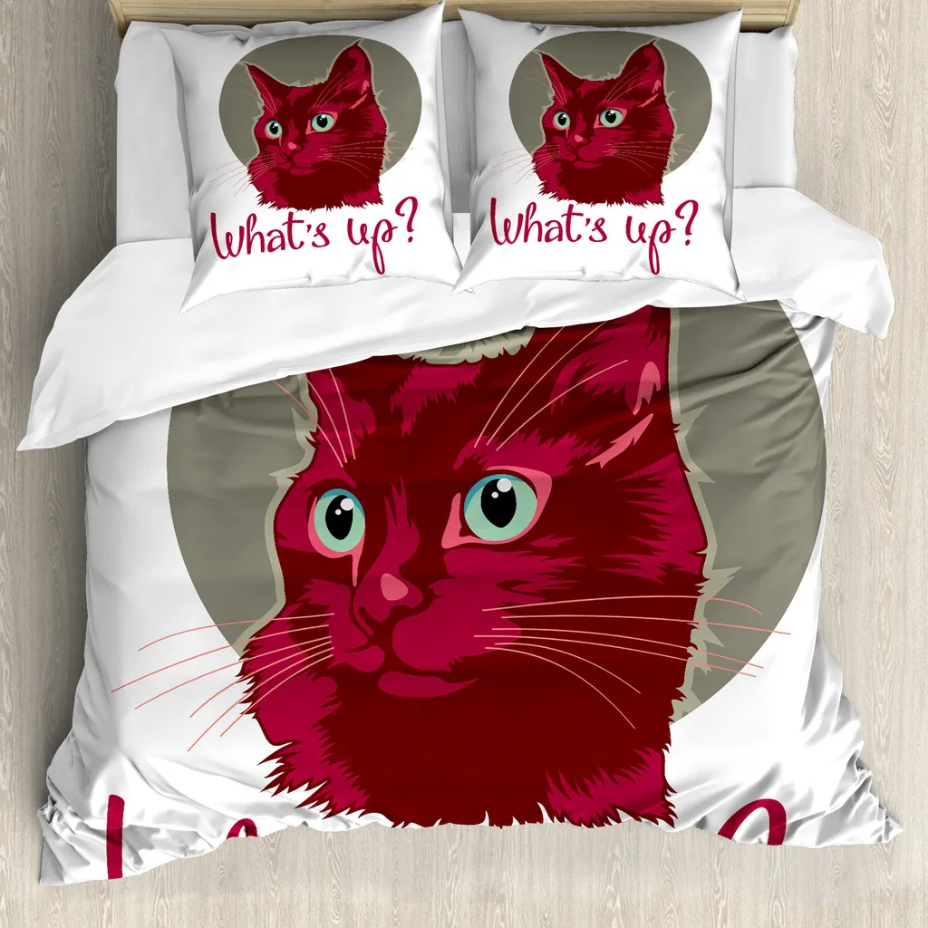 Housse de couette Chat sans décoloration ABAKUHAUS 200x200 cm facile d'entretien