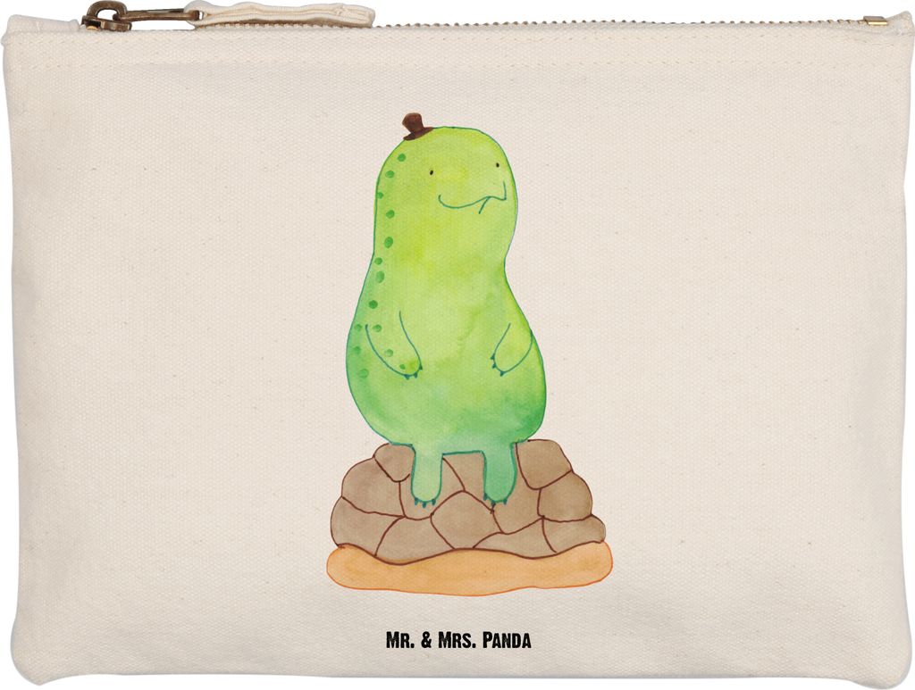 Mr. & Mrs. Panda Kulturtasche Schildkröte Pause Größe M - Weiß - Geschenk, Etui, Schulmäppchen, Waschtasche, Panzer, Entspannen, toiletry bag,...