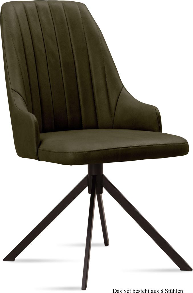 Esszimmerstuhl (8er-Set) Dunya 52x91x60 Schwarz/Khaki